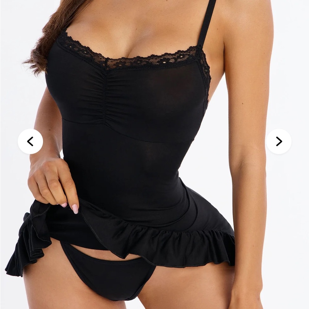 Fashion Nova Black Lace Detail Slip - Picture 2 of 5